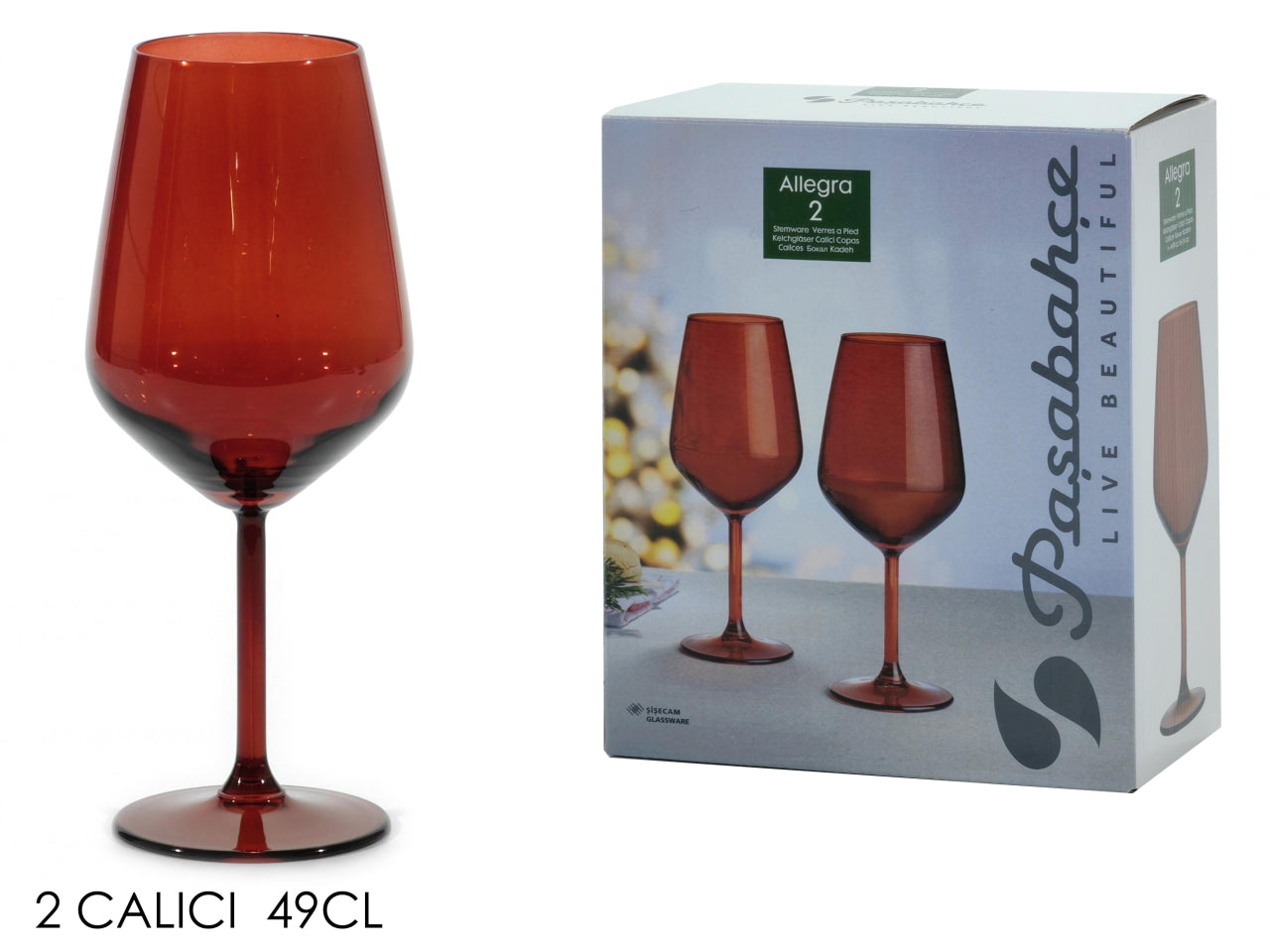 Calice in vetro allegra rosso 49cl in confezione da 2 pezzi