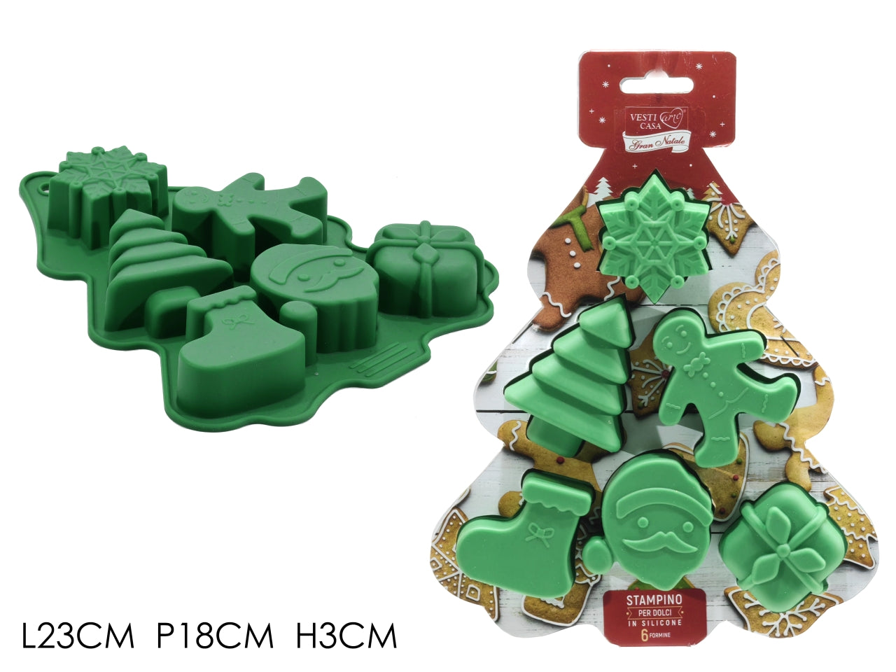 Stampo dolci in silicone albero con 6formine assortite