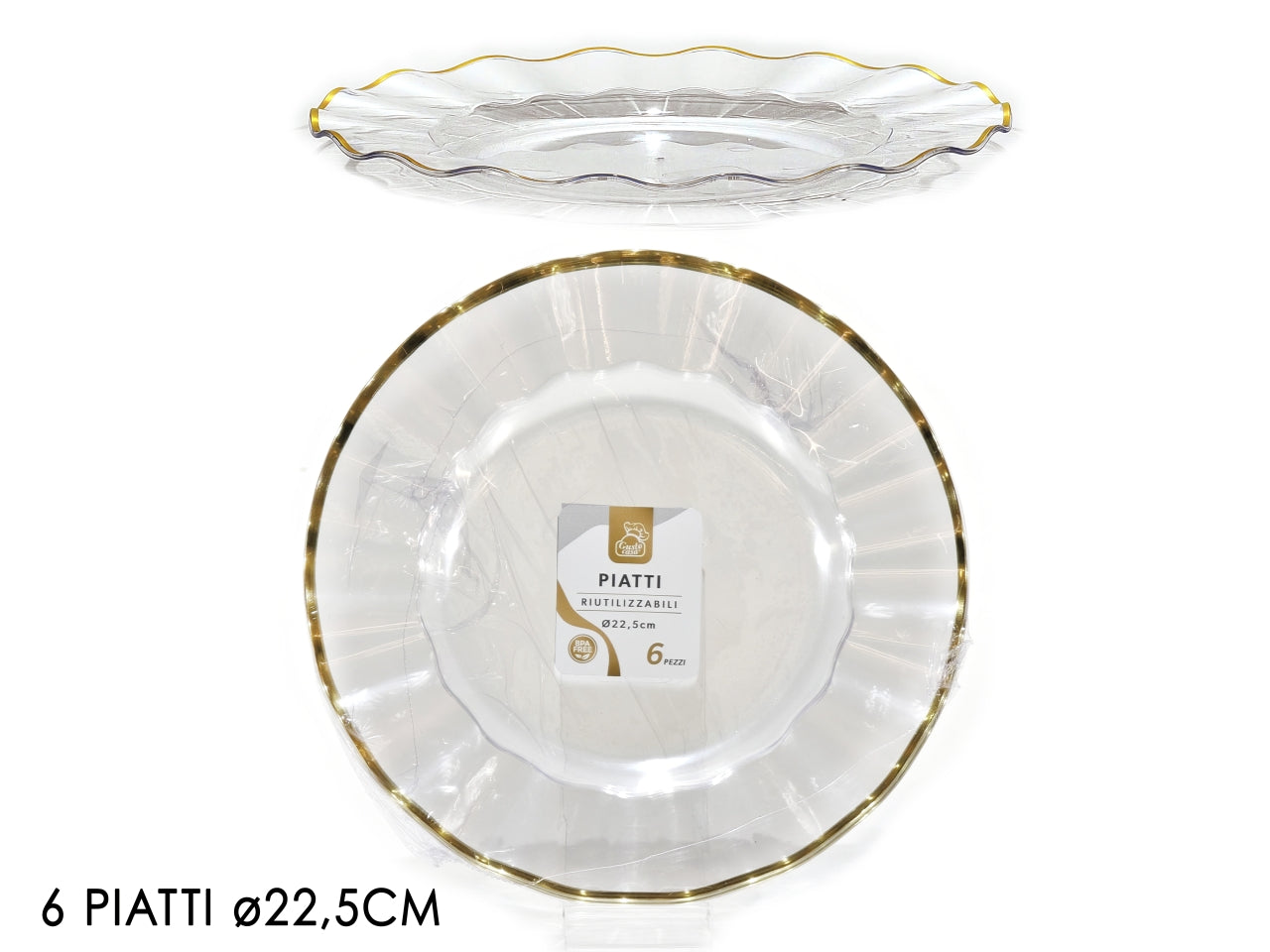 Servizio di piatti d.22,5cm trasparente con bordo set da 6 piatti