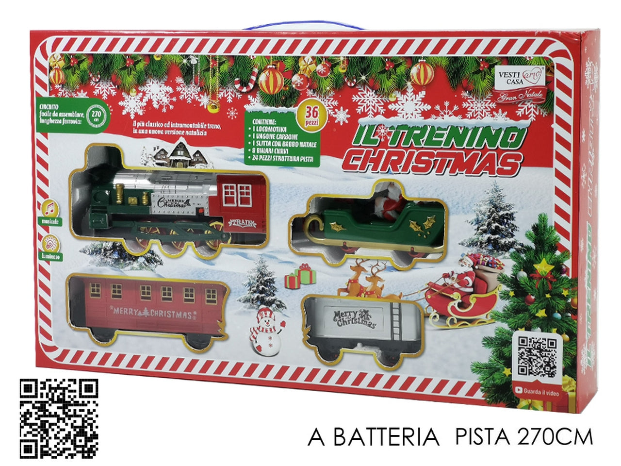 Treno natalizio con luce e suono