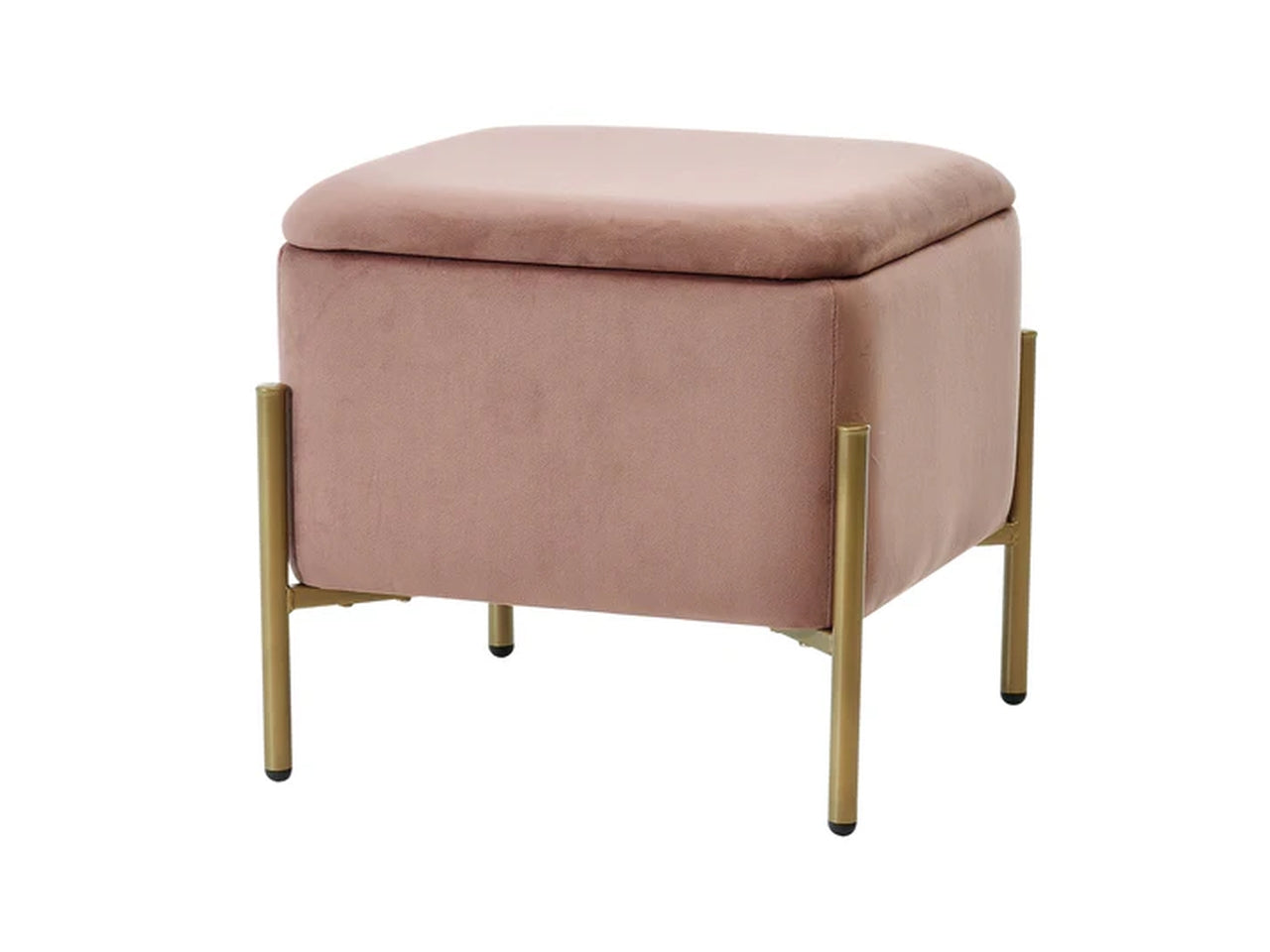 Pouf contenitore in velluto e metallo rosa antico e dorato moderno 40x39 cm - Vestiamo Casa