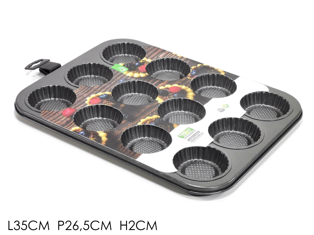 Teglia 12 crostatine antiaderente 35x26,5x1,8cm