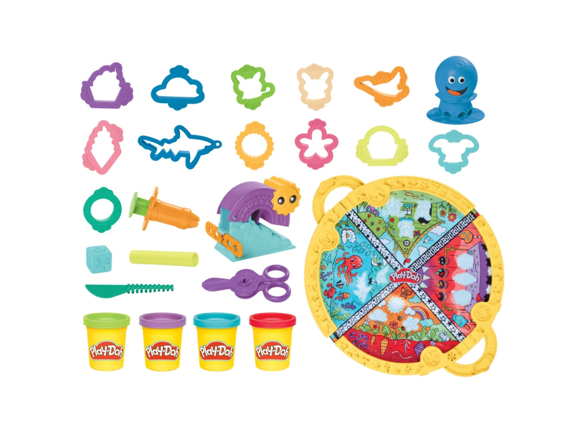 Play-doh la mia prima valigetta delle attivita', tappeto da gioco interattivo con plastilina 3+ Hasbro