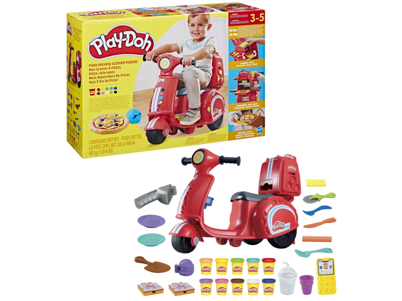 Pasta Modellabile Play-Doh Pizza Delivery Scooter: Set per Bambini 3+ | Dimensioni 20,3x62,2x43,2 - Hasbro$