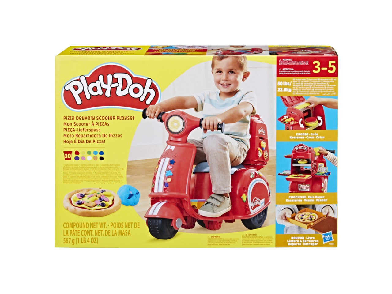 Pasta Modellabile Play-Doh Pizza Delivery Scooter: Set per Bambini 3+ | Dimensioni 20,3x62,2x43,2 - Hasbro$