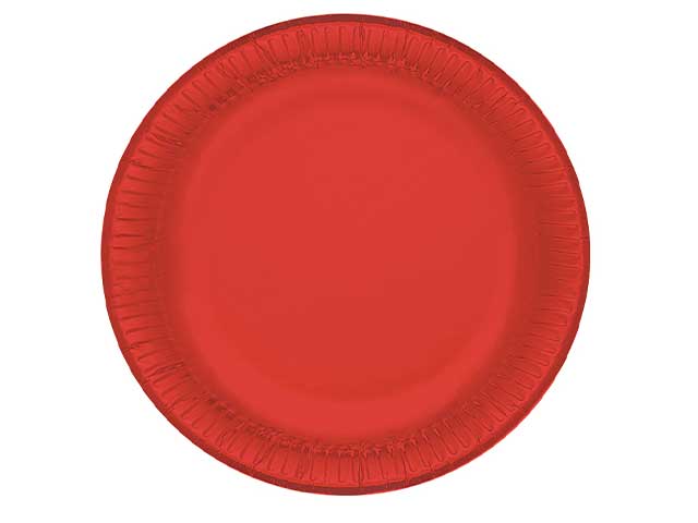 Rosso piatti in cartoncino d.23cm piani- la confezione contiene 20 piatti