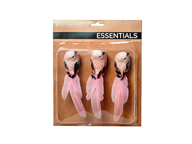 Pendente natalizio clip uccello rosa 18cm - 3 pezzi
