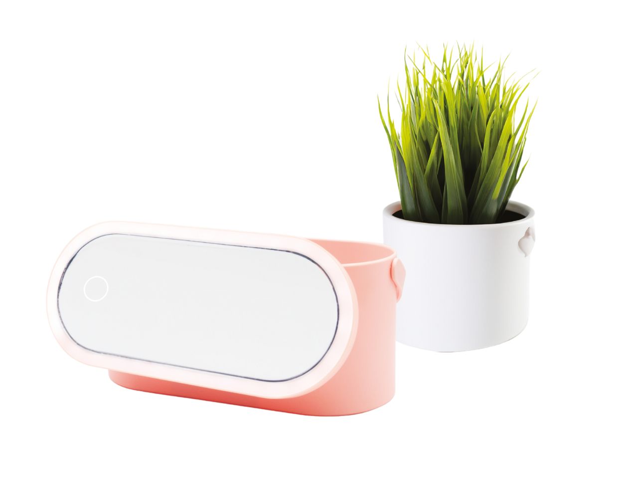 Beauty case da donna in plastica abs rosa con led e specchio 23.5x10.4x11.6 cm - Ibs