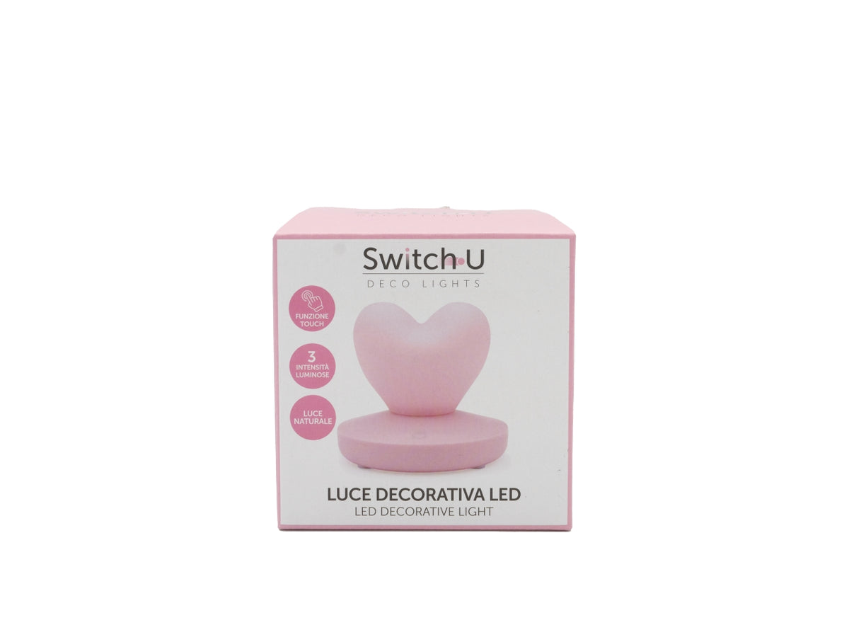 Luce notturna a led a forma di cuore rosa 10x10x10 cm - Switch U