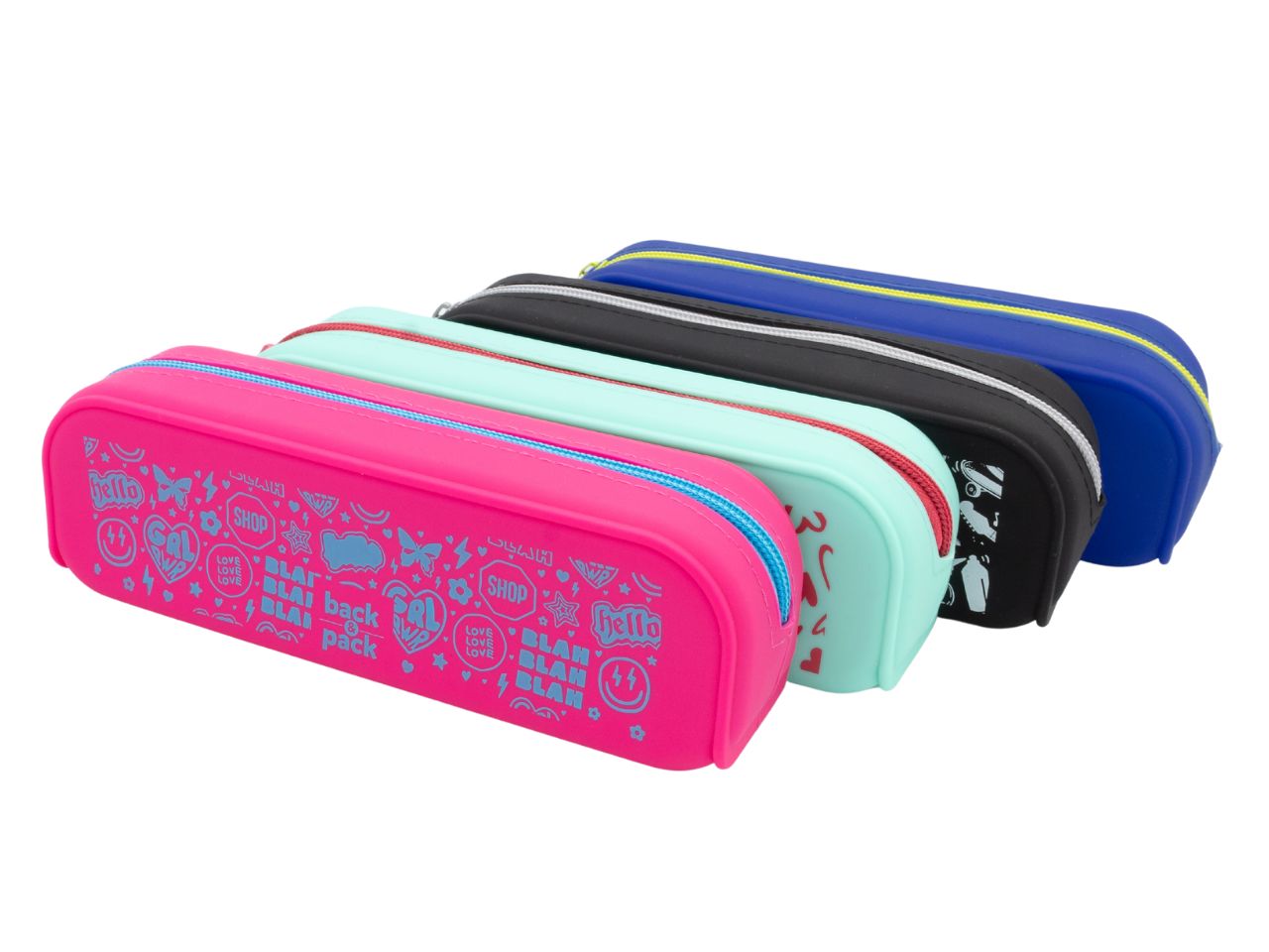 Tombolino astuccio per ragazzi colori assortiti in silicone con zip 20x6x5 cm - Back & Pack