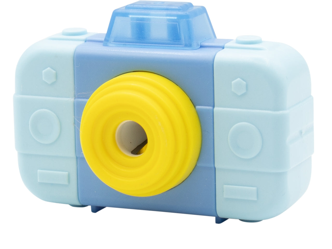 Temperamatite con gomma  a forma di macchina fotografica 2 in 1