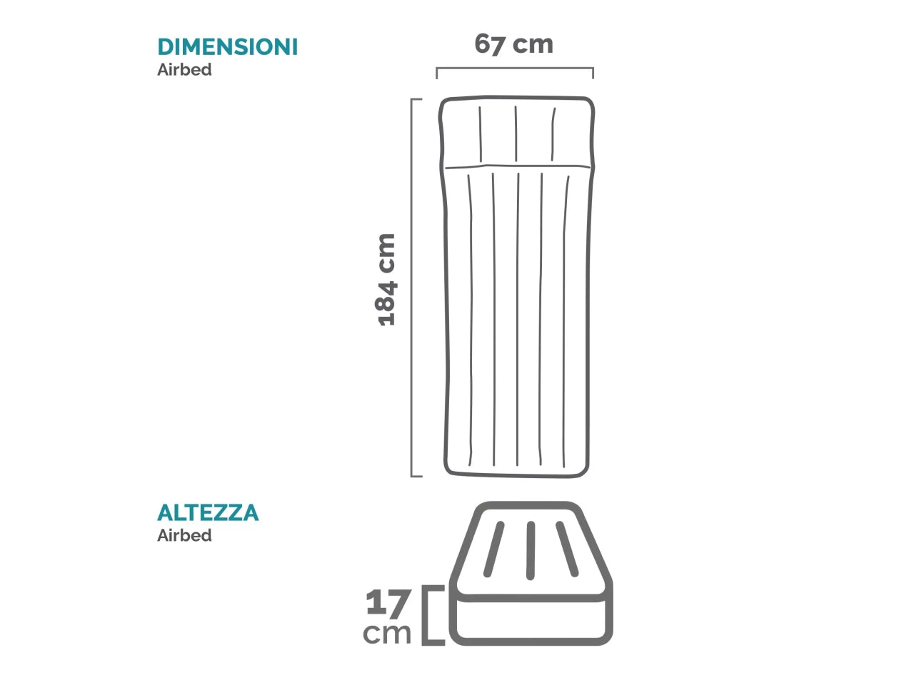 Materassino camping laminato cm184x67x13
