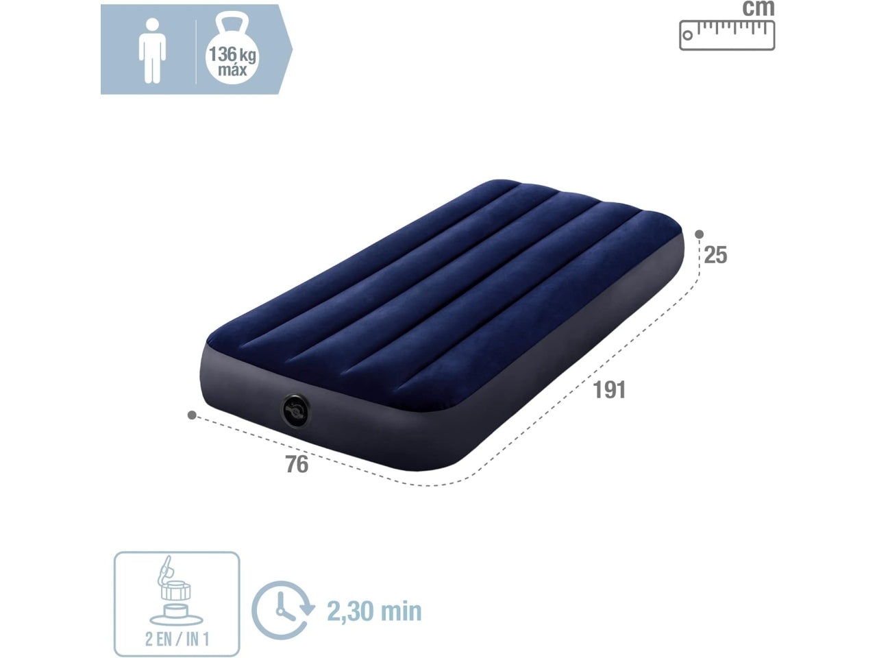 Materassino classic downy singolo 1 piazza 76x191x25cm