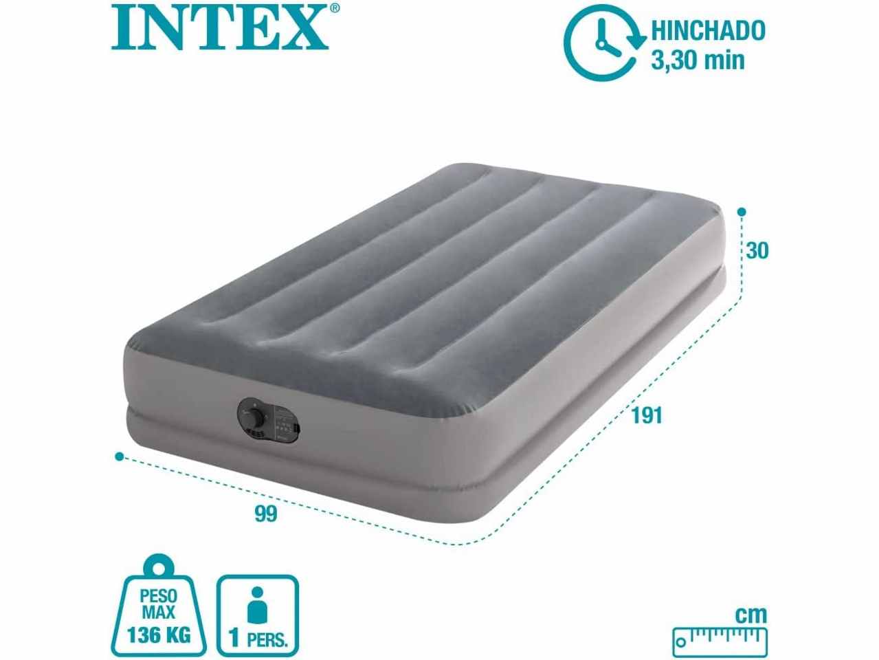 Materasso singolo gonfiale con pompa fastfill usb 99x191x25cm