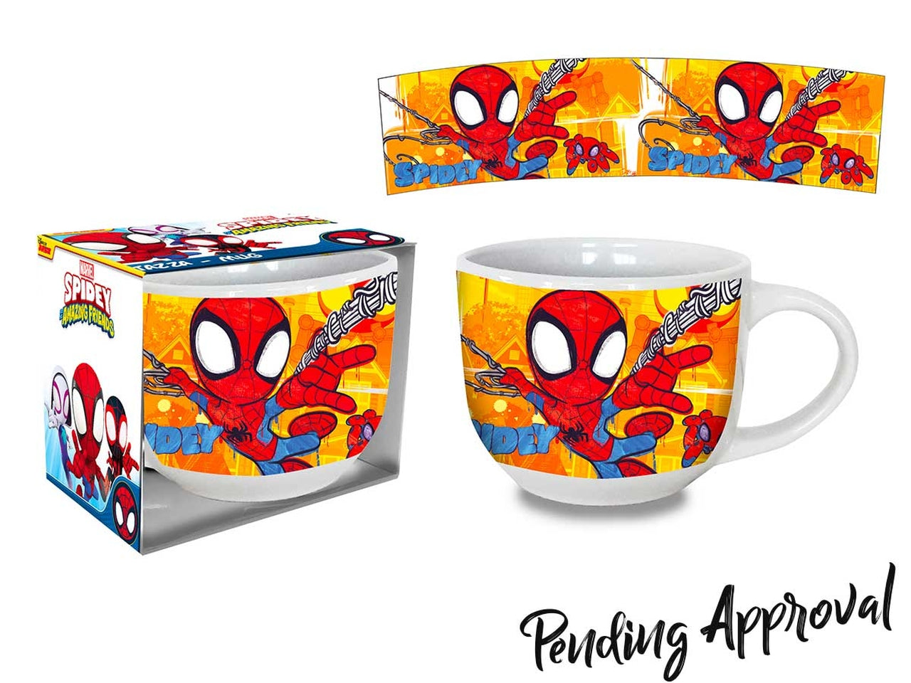 Tazza mug colazione in ceramica multicolor Spidey per bambino, utilizzabile in microonde e lavabile in lavastoviglie, 380 ml - 10x8 cm- Coriex