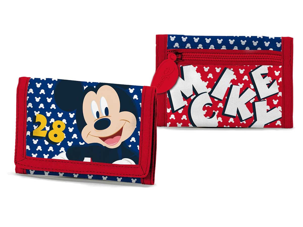 Topolino portafoglio da bambino in poliestere blu e rosso 13x8 cm - Coriex