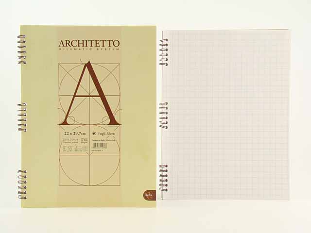 Blocco da disegno Architetto skip spiralato 40 fogli a quadretti da 10mm misura 22x29,7cm 100gr bianco - la confezione comprende 10 blocchi