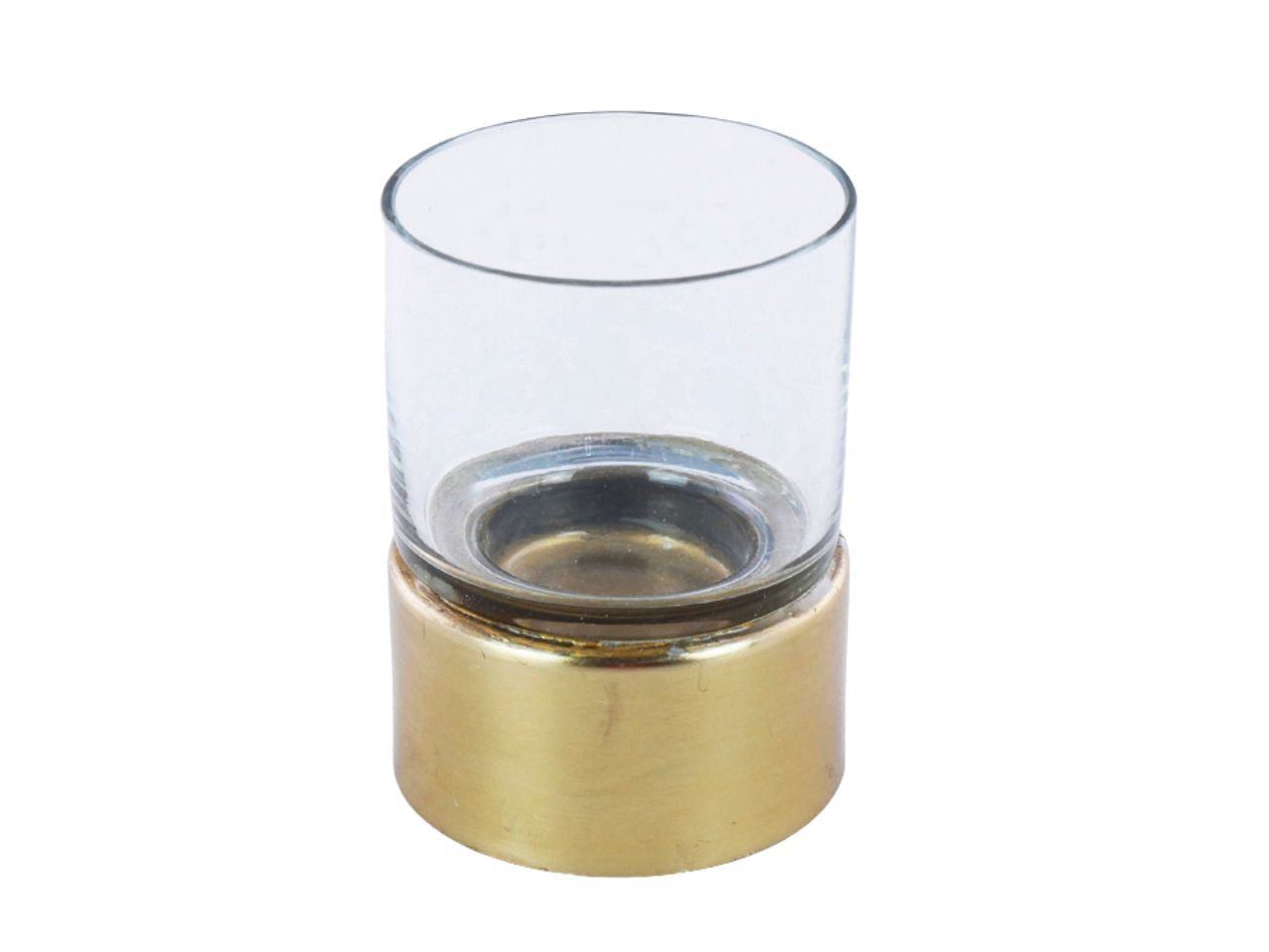 Portacandela oro d.7x11cm in vetro e metallo