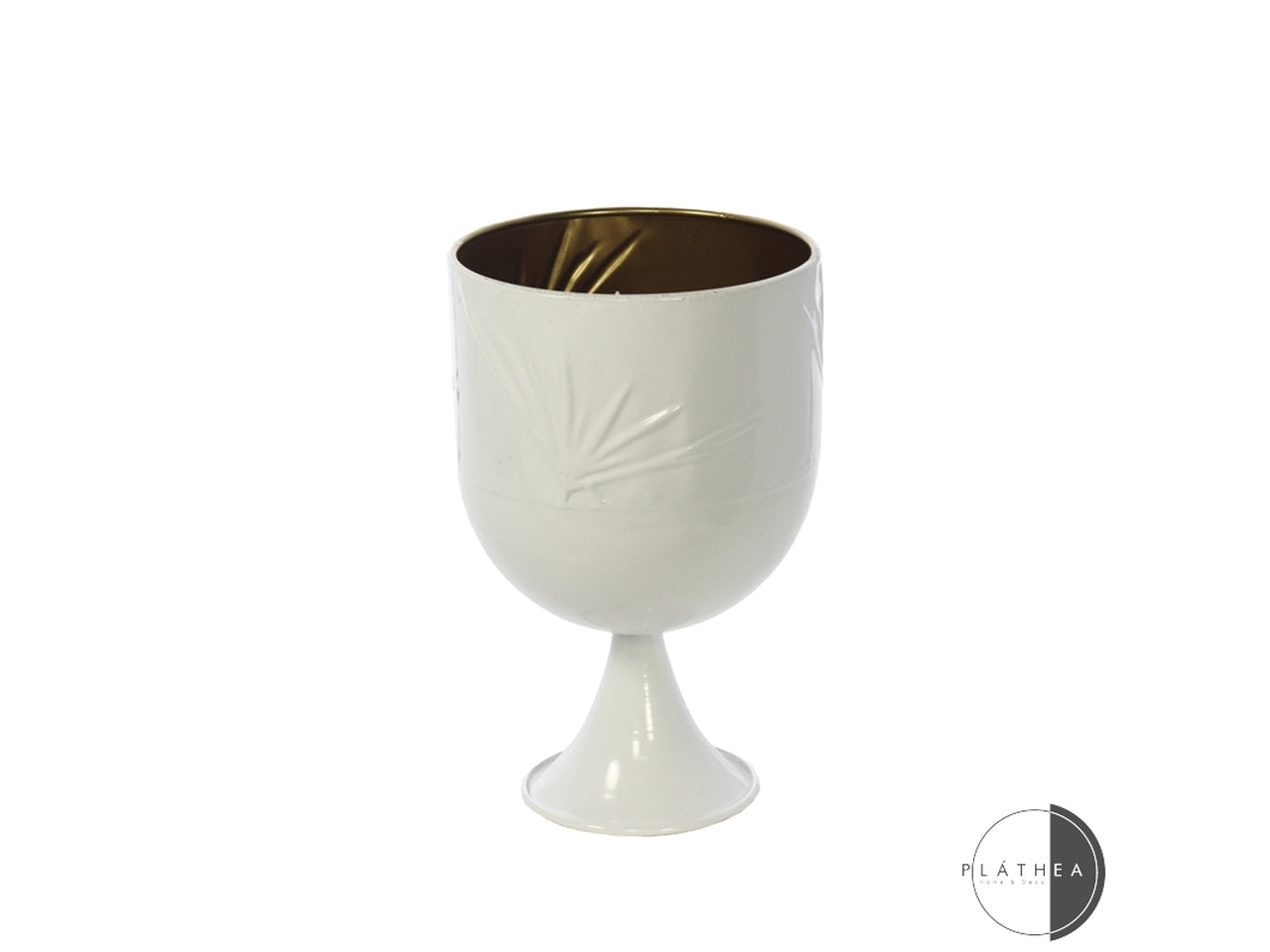 Centrotavola moderno in metallo bianco con fiori stilizzati a rilievo - 28x16 cm - PlÃ thea