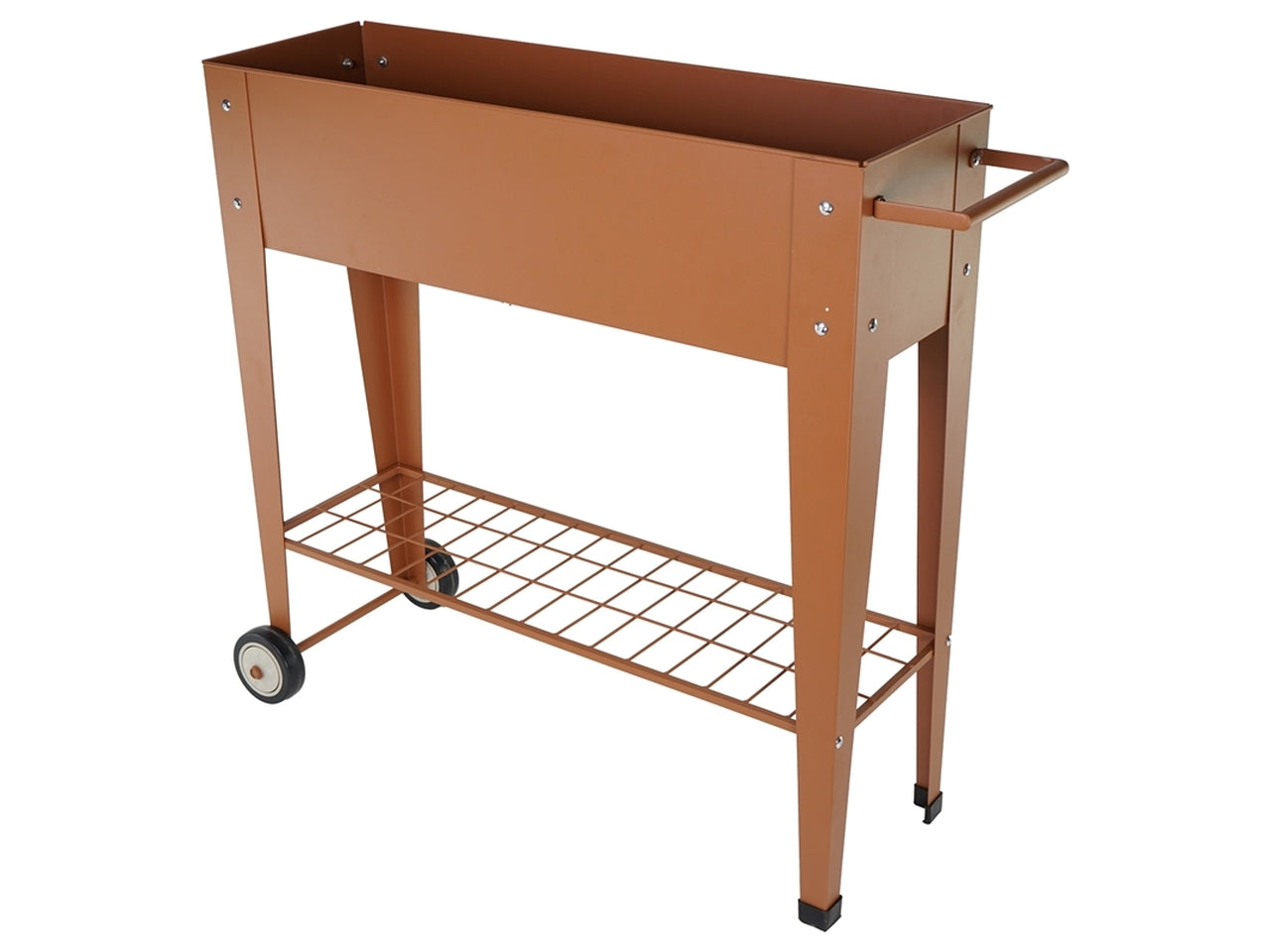 Fioriera a carrello moderna in metallo, stile industrial, marrone - 89x26x80cm - PlÃ thea