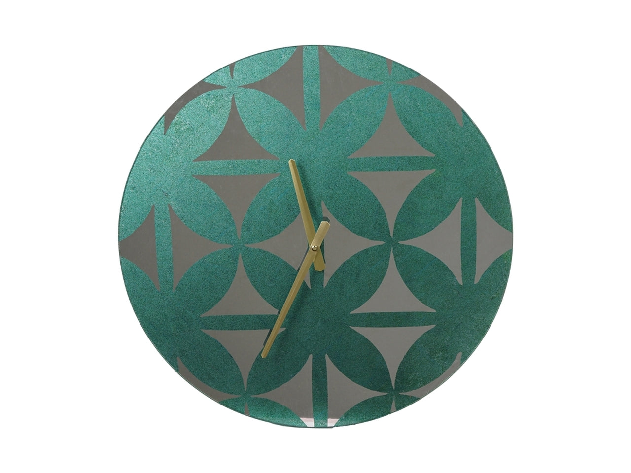 Orologio da parete moderno in vetro verde art decÃ² - analogico, lancette dorate, alimentazione a batteria - d.47cm - PlÃ thea