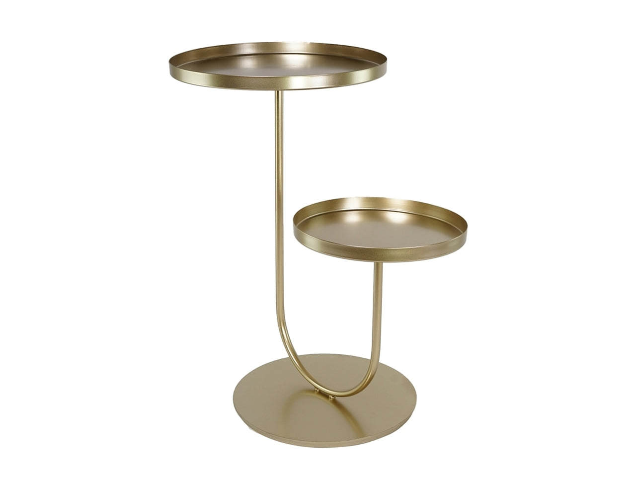 Portacandela moderno in metallo dorato, alzatina con 2 piani - altezza 67 cm -  diametro piatti 40-30cm - PlÃ thea