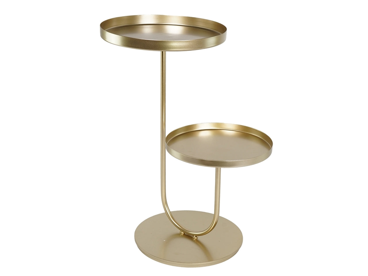 Portacandela moderno in metallo dorato, alzatina con 2 piani - altezza 55 cm -  diametro piatti 30-25cm - PlÃ thea