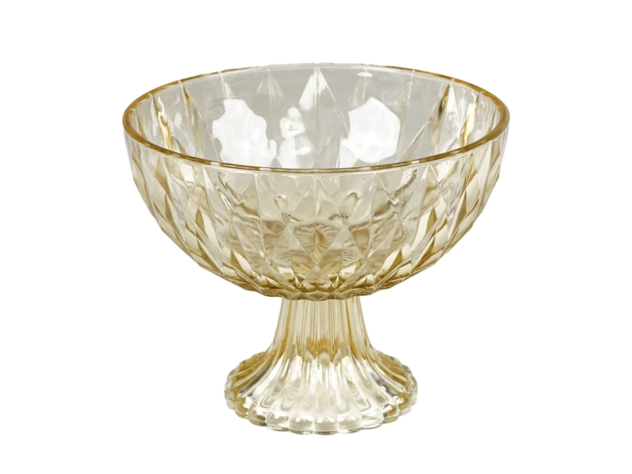Centrotavola moderno in vetro a rilievo giallo traslucido di forma semisferica con alzata - 22x17 cm - PlÃ thea