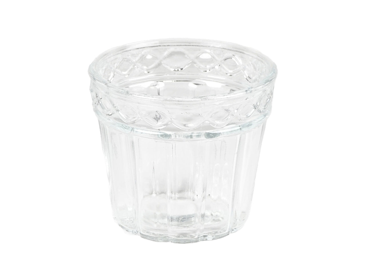 Vaso cachepot per piantine moderno in vetro trasparente a campana con decorazione a rilievo, uso interno - 11x10cm - PlÃ thea