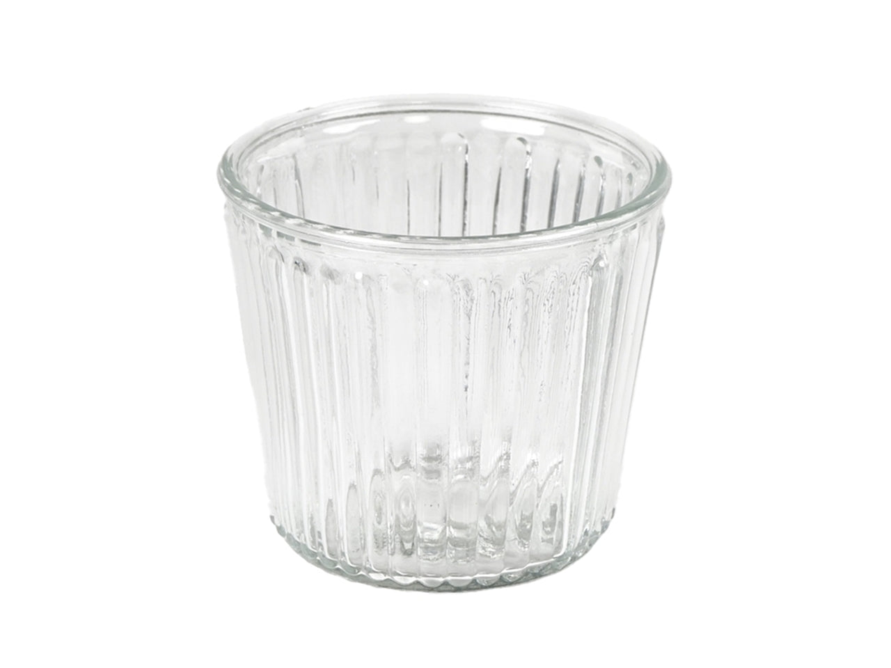 Vaso cachepot per piantine moderno in vetro trasparente cilindrico con decorazione a rilievo, per uso interno - 11x10 cm - PlÃ thea