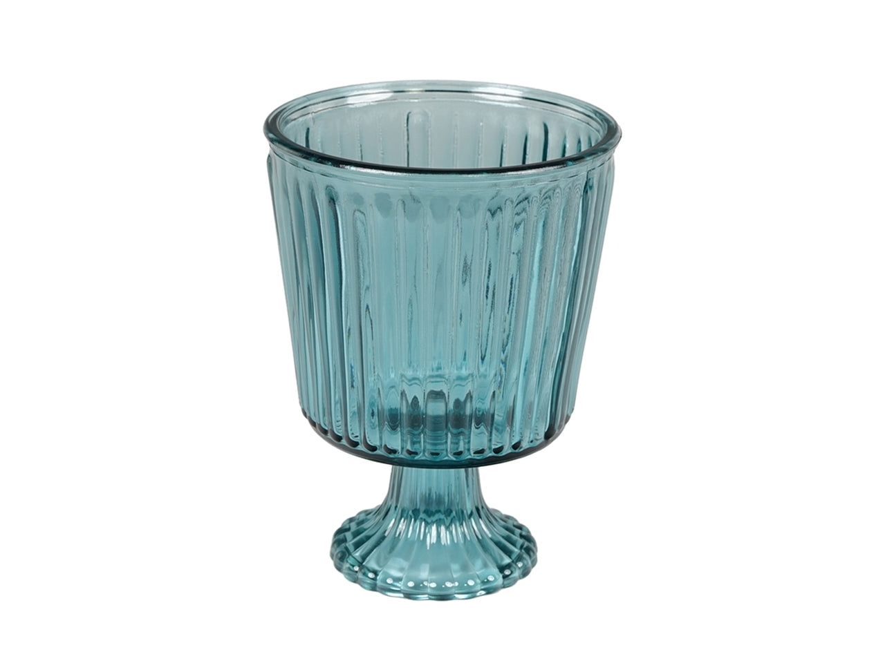 Centro tavola moderno in vetro blu traslucido forma bicchiere per uso interno/esterno - 18x13 cm - PlÃ thea