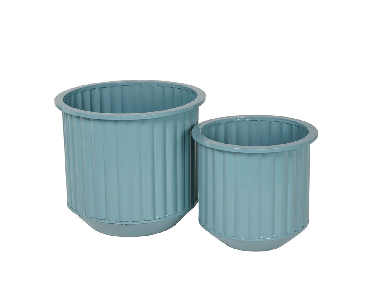 Vasi cachepot per piante stile moderno metallo, colore carta da zucchero con decori a rilievo verticali - PlÃ thea