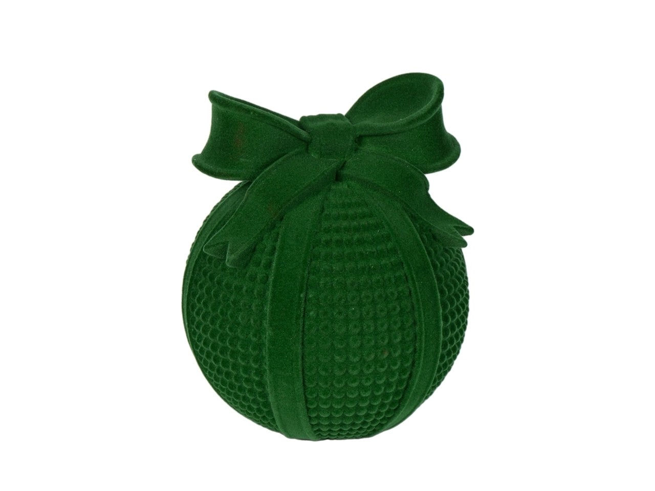 Palla d.9x11cm in resina con fiocco decorativo-verde