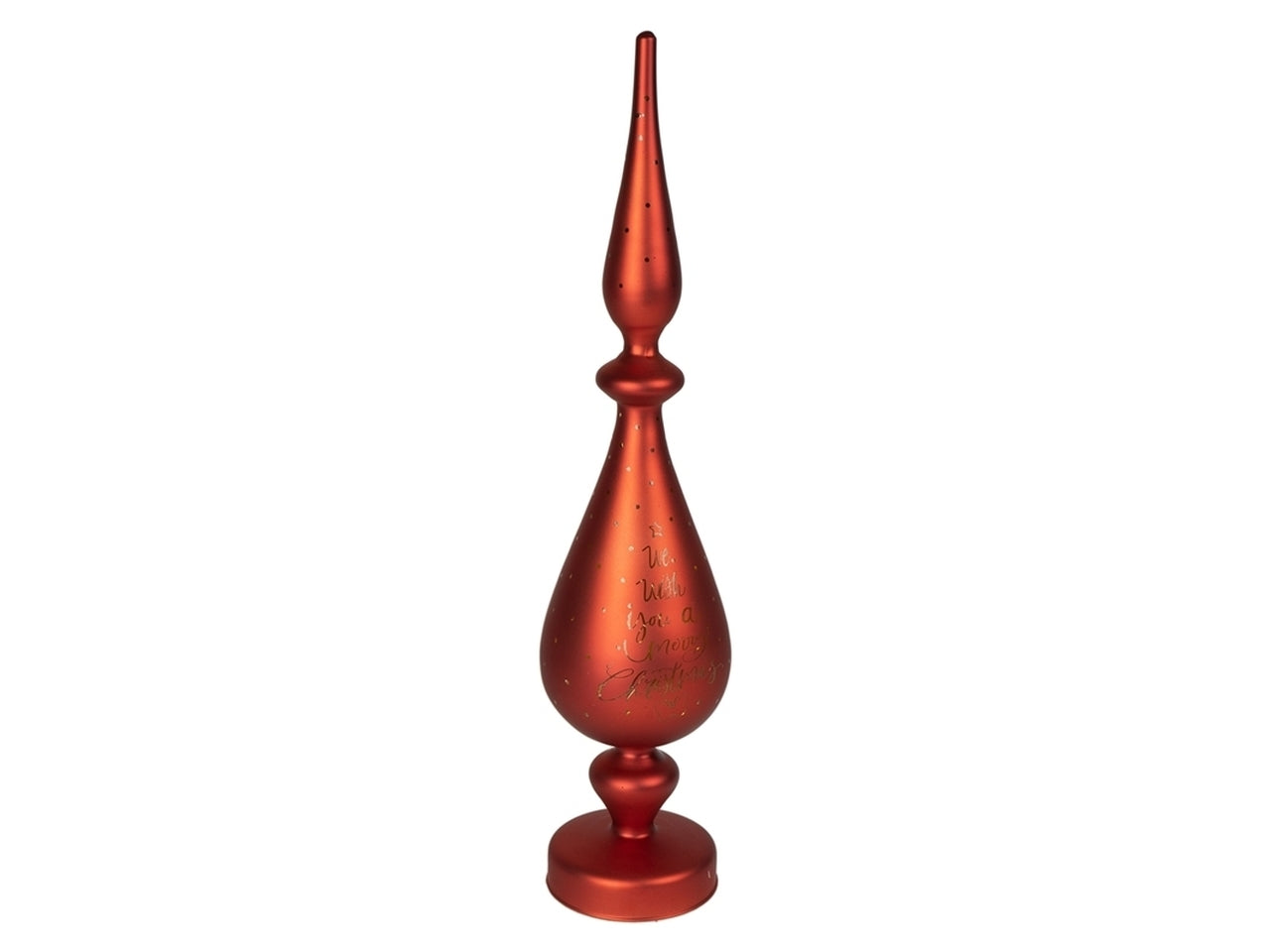 Puntale h.45cm in vetro con scritta "merry christmas" e led