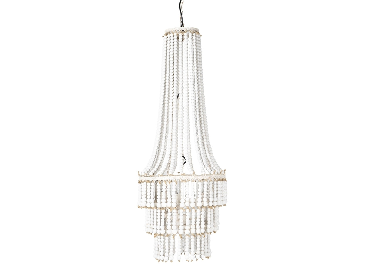 Lampadario d.37x105/168cm legno e metallo-avorio