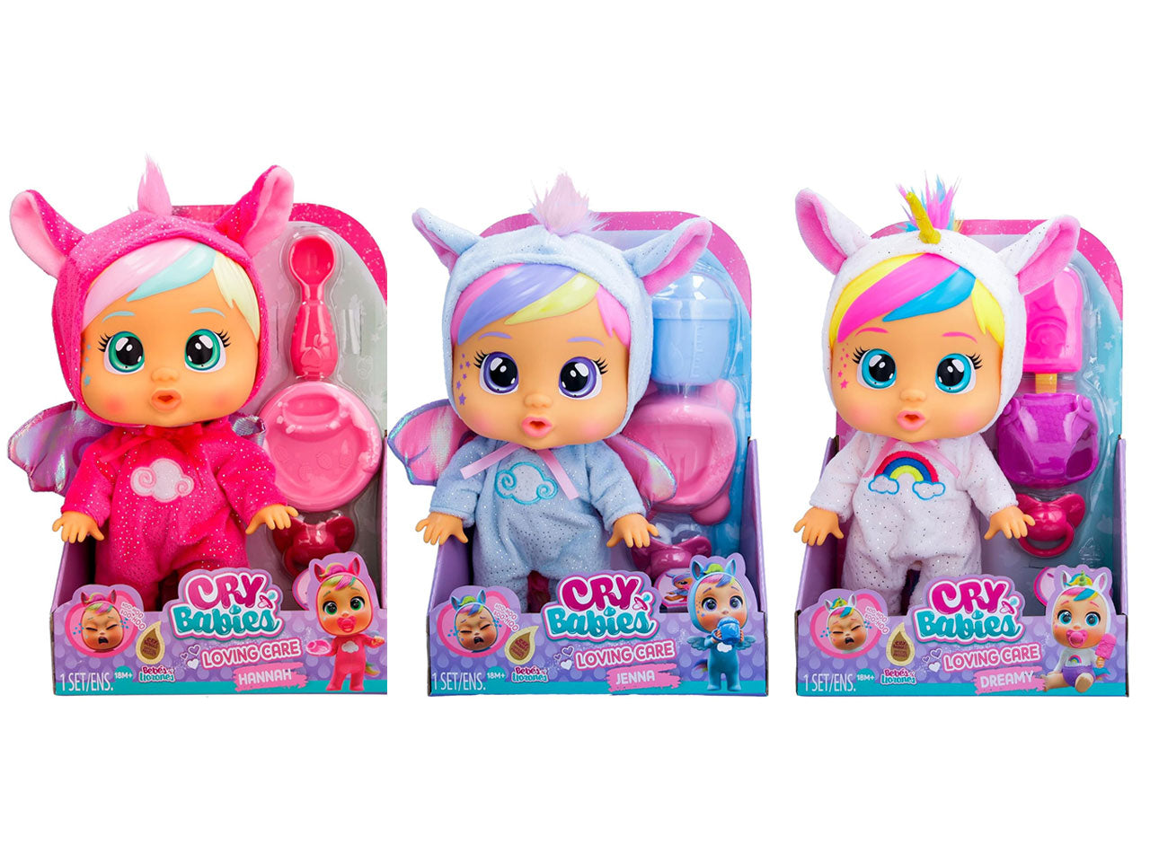 Cry babies loving care loving h.26cm - disponibile dreamy, jenna e hannah $