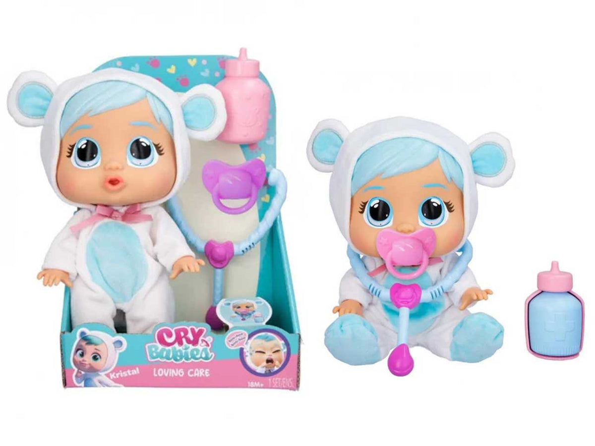 Cry Babies, Loving Care Kristal, bambola piange lacrime vere con accessori del dottore, per bambini di 18+ mesi - Imc toys