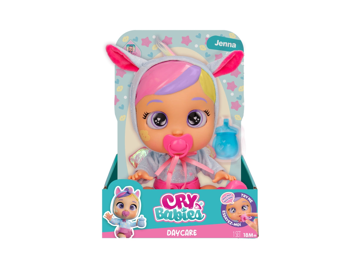 Cry babies day care Jenna, bambola interattiva per bambine, 18 mesi + $