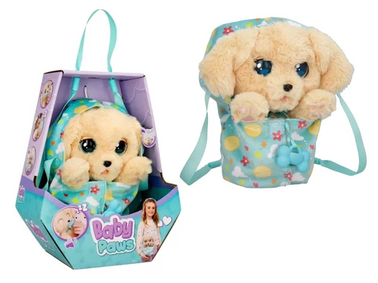 Baby Paws labrador, peluche interattivo con suoni, apre e chiude gli occhi per bambini dai 18+ mesi - Imc toys