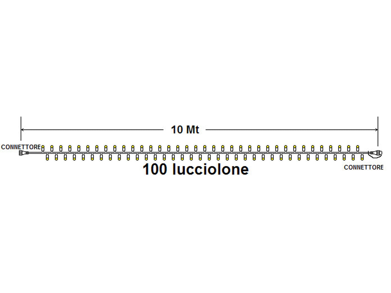 Prolunga 100 lucciolone led bianco caldo, con 20 flash, 10 mt, cavo bianco, prolungabile massimo per 20 set, uso esterno, interno, senza cavo
