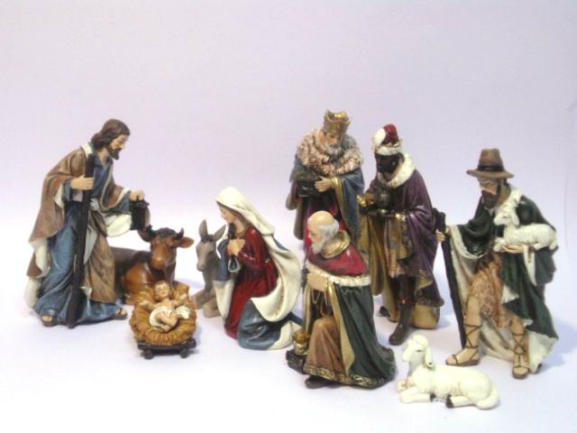 NativitÃ  in poliresina 20cm da 11 pezzi colori chiari