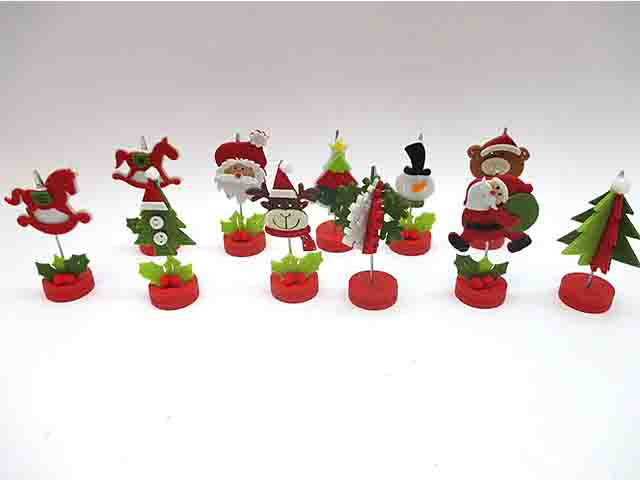 Segnaposto con soggetti natalizi in panno h.11x5/6cm -disponibile in vari assortimenti