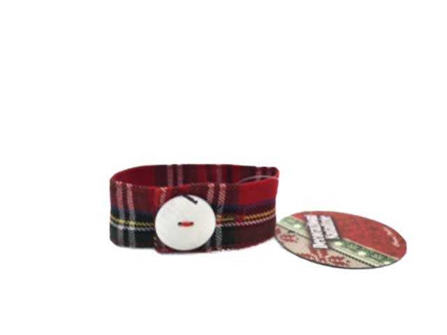 Porta tovagliolo in cotone motivo tartan misura d.5,5cm con bottone
