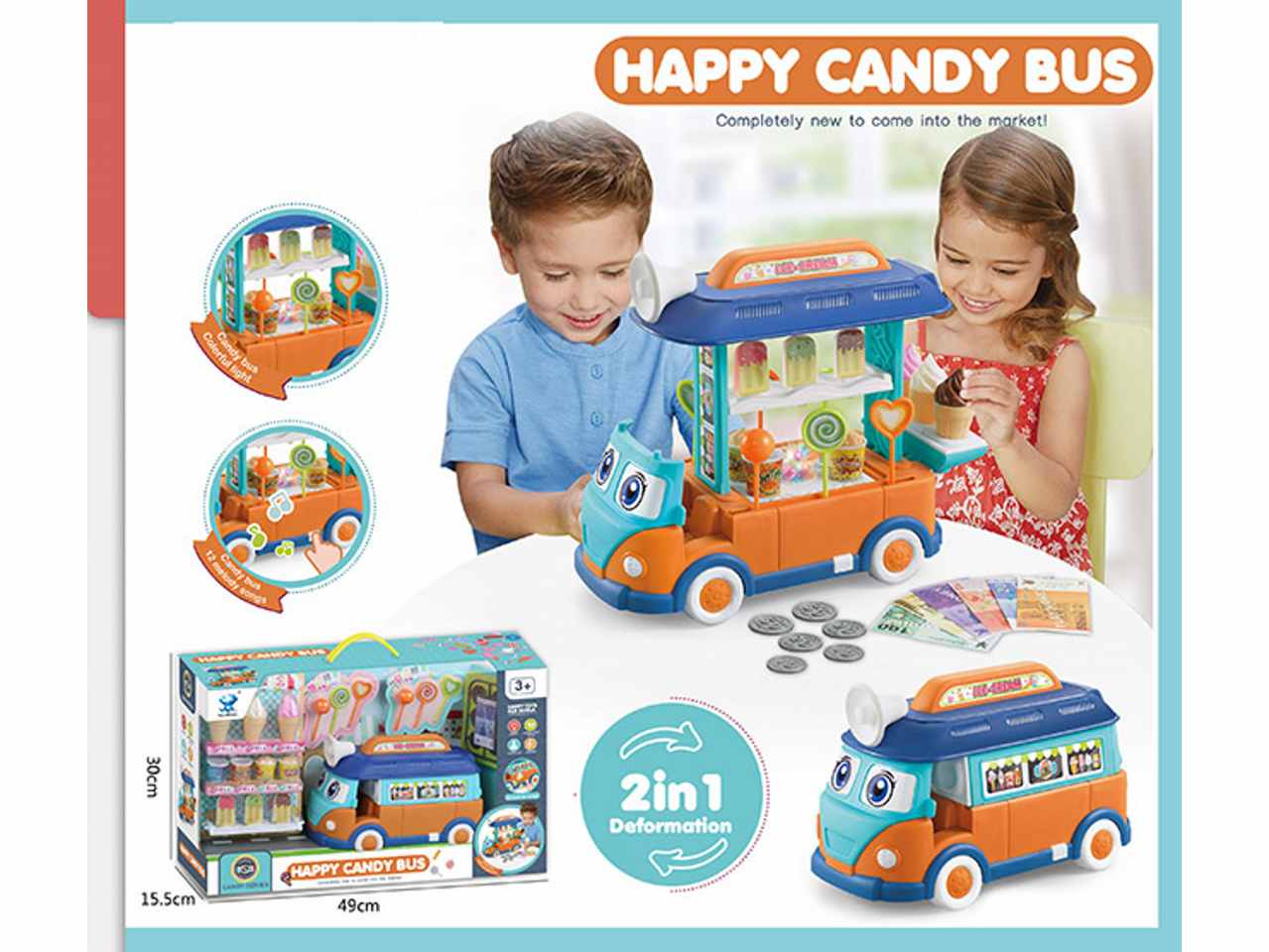 Camion gelati c/luce/suono 49x15,5x30 $