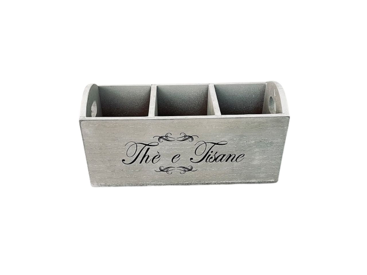 Scatolain legno sbiancata porta the e tisane h.12x20x8cm