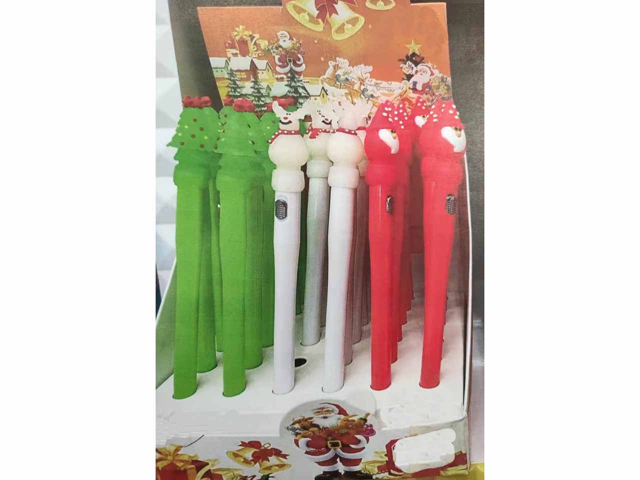 Penna con decoro natalizio e con luce, babbo natale, albero o renna