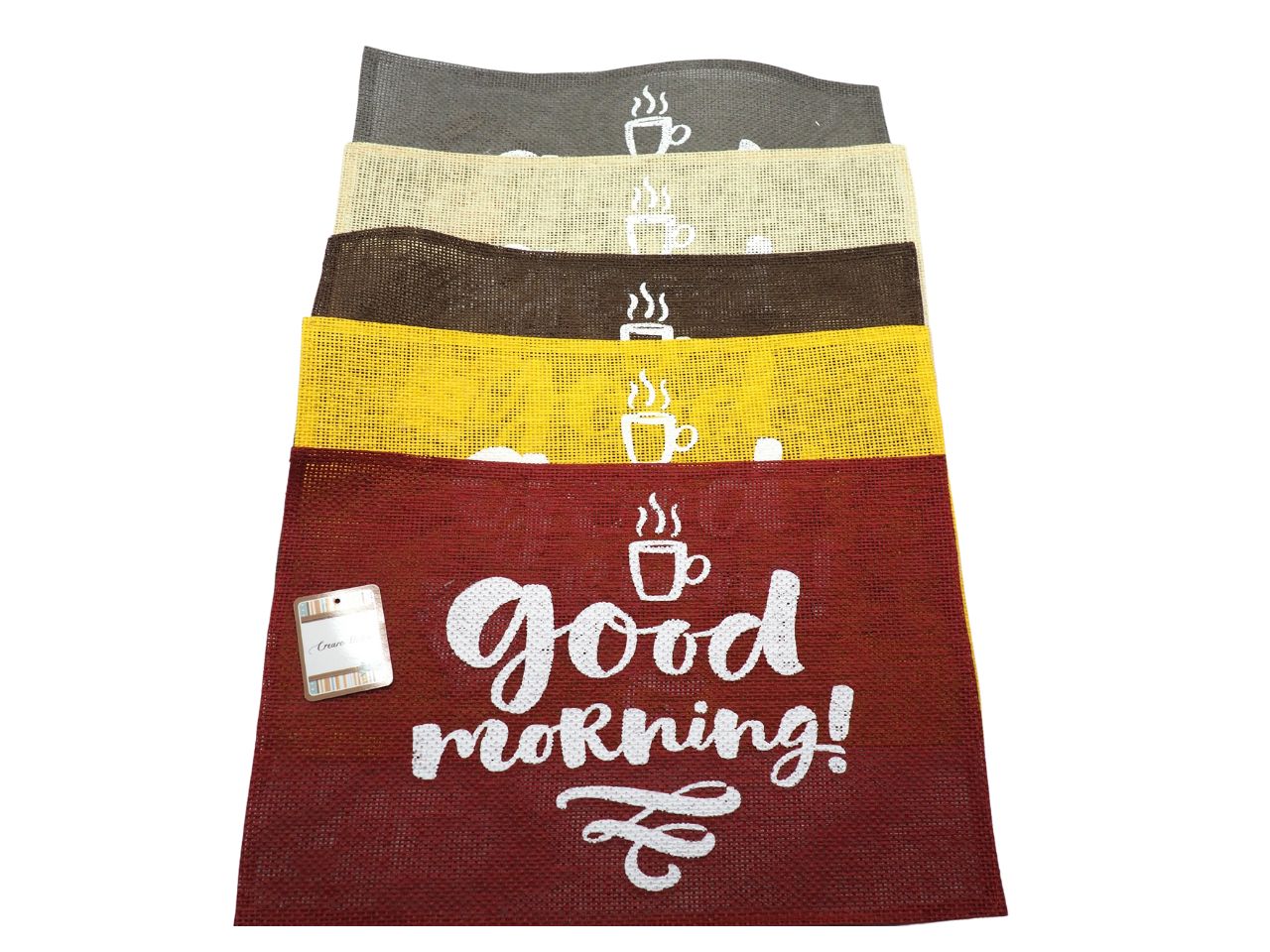 Tovaglietta in juta rettangolare e scritta good morning 30x45cm 5 colori