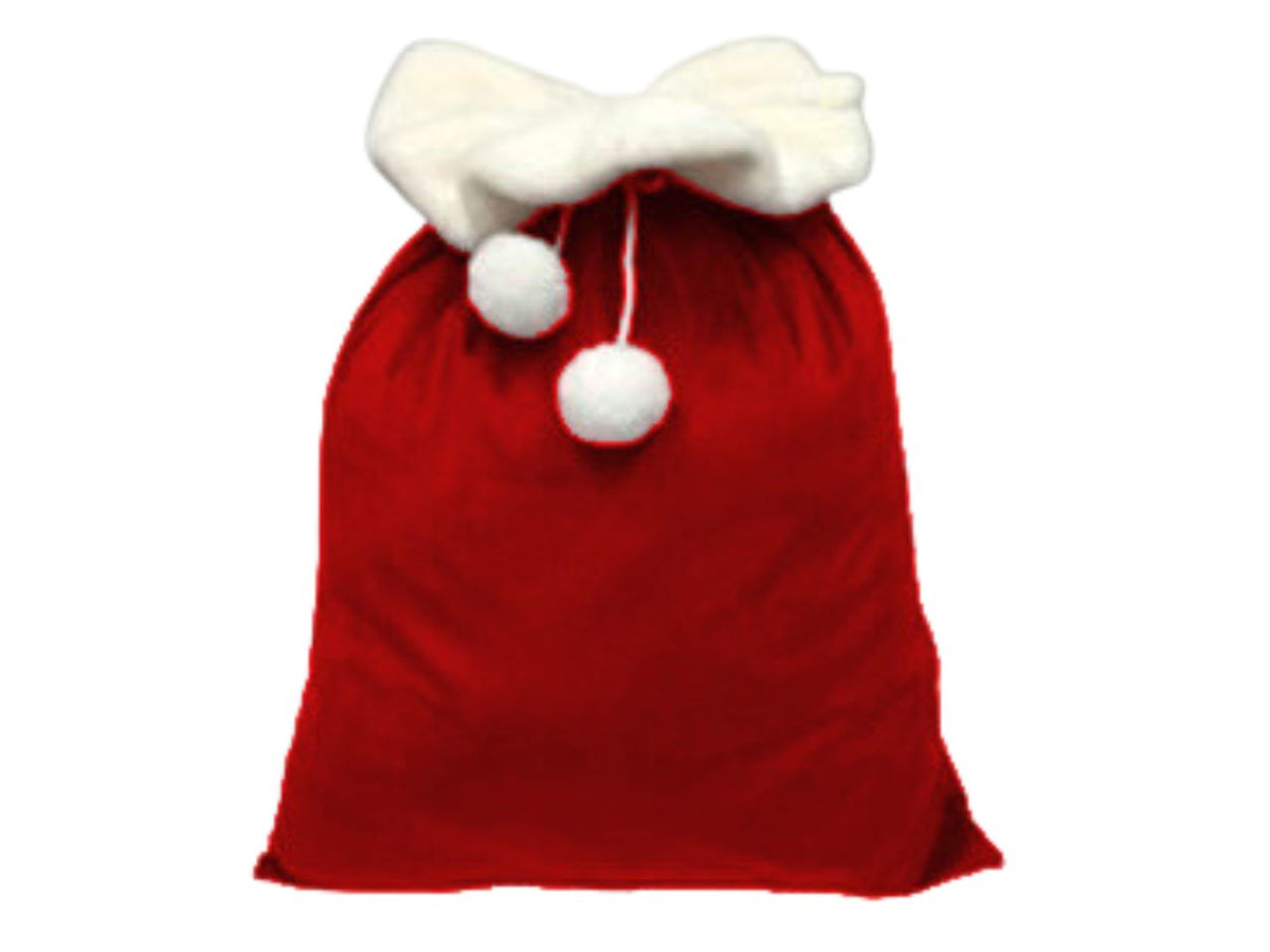 Sacco natalizio in velluto con pom pom h.70x50cm