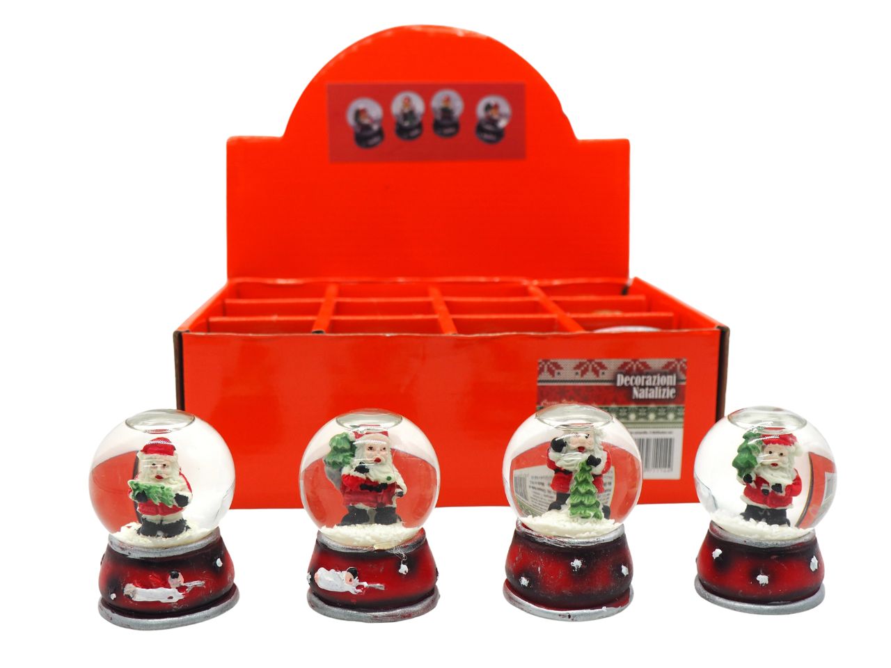 Ampolla con babbo natale acqua e neve 4,2xh6cm 4 modelli assortiti