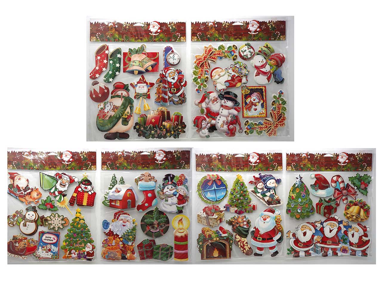 Vetrofanie natalizie in carta glitterate cartella misura 40x30cm con adesivo
